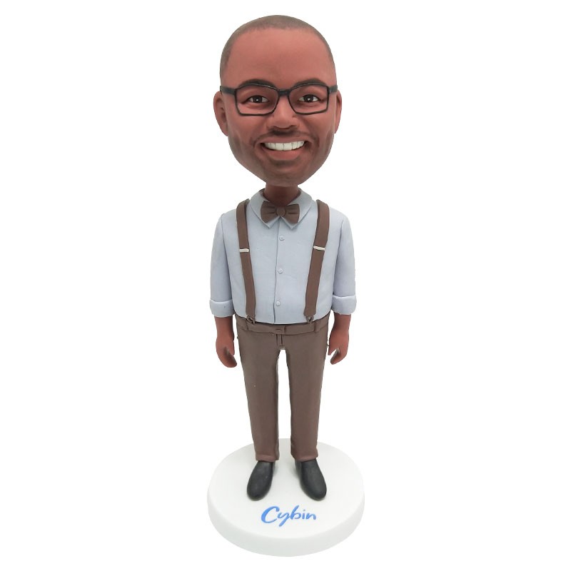 custom casual man in suspenders bobblehead