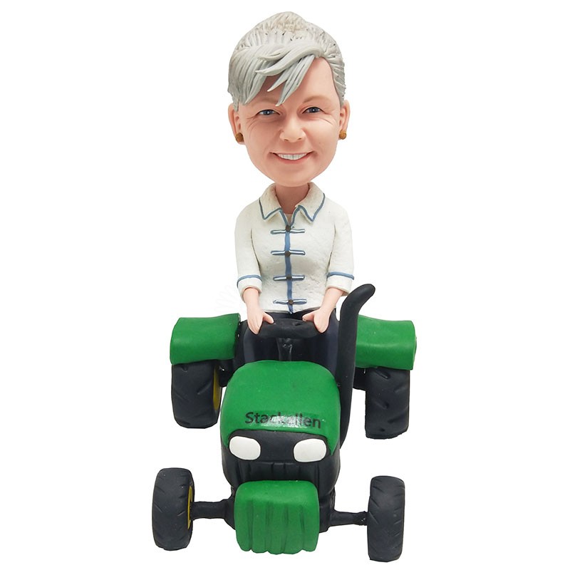 Custom female tractor driver Bobblehead