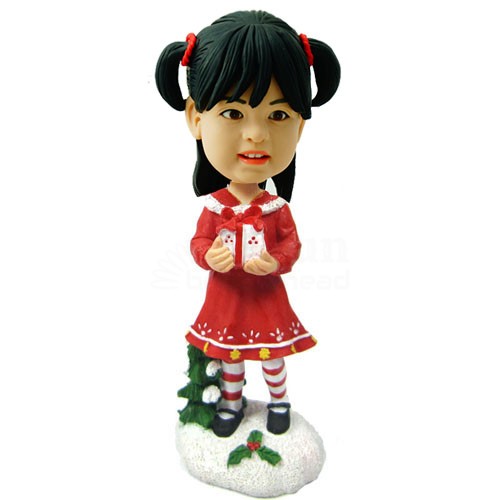 Custom Christmas Bobble Head Kid With Gift